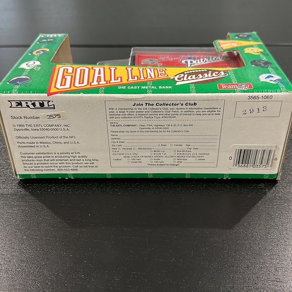 New England Patriots Vintage Goal Line Die Cast Metal Car Coin Bank - Picture 9 of 9